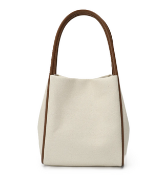 Hollace Mini Tote Canvas Contrast Piping - Brown