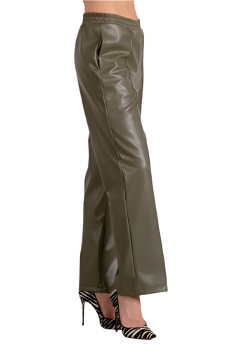 Vegan Leather Pants - Pine