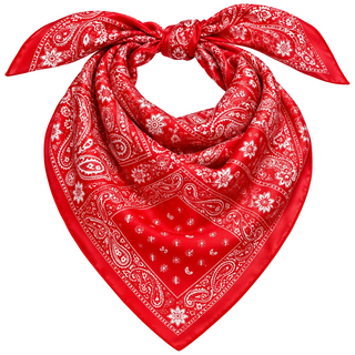 Paisley Print Satin Finish Square Scarf - Red