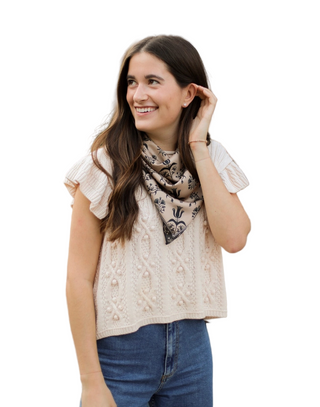 Pepper Block Print Scarf- Black & Brown