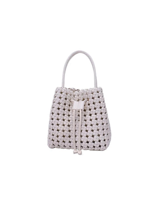Perrie Bucket Mini Woven Square - Off White