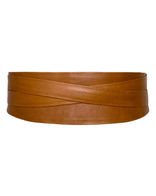Midi Wrap Leather Belt - Cognac