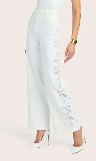 Brenna Lace Combo Pants- White