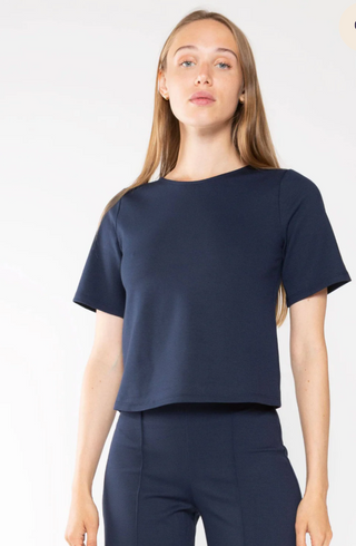 Extended: Ponte Knit Short Sleeve Top