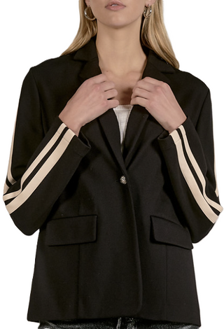 Cozy Stripe Track Jacket- Black