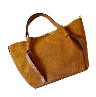 Suede Milan Tote - Cognac