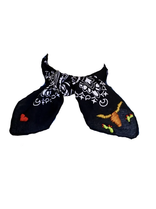 Embroidered Cattle Call Bandana - Black