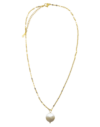 18K Gold & Freshwater Pearl Pendant Necklace on Twisty Chain
