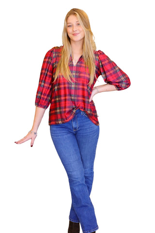 Eliza top - Cabernet Plaid