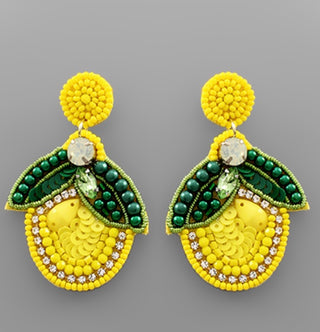 MA Lemon & Leaf Sequin Earrings