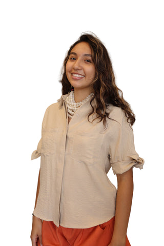 Tie Sleeve Shirt- Almond