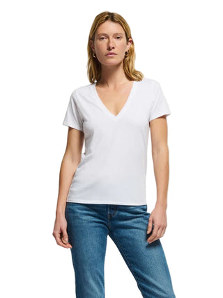 Blair Slim V-Neck- White