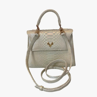 Jessica Python TopHandle Purse- Rainbow White