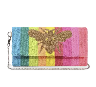 Rainbow Bee Beaded Clutch