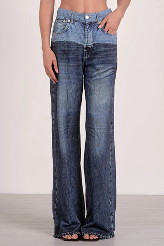 Foster Denim Two Tone Joggers- Blue