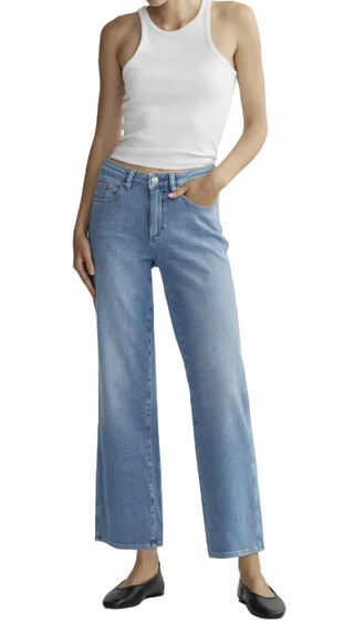 Pippa Ankle Refined Wide Leg Jean- Riverbank