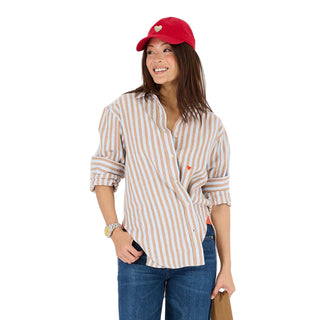 Jack Stripe Flannel Shirt- Steel Blue-Brown