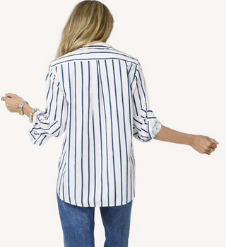 Mia Mr. Sharpie Stripe Shirt- White & Indigo