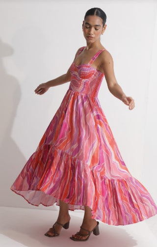 Arya High Low Dress -Pink Stripes