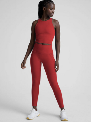 Spacedye Out Of Pocket High Waisted Midi Legging - Holly Red