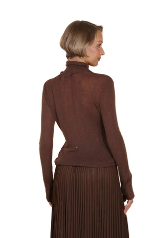 Extra Fine Merino Mock Neck Sweater with Sequin