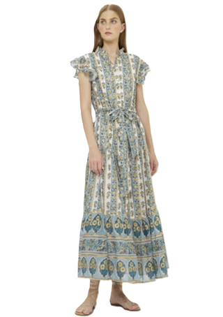 Ruffle Collar Button Maxi Dress