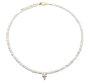 Freshwater pearl Cross Pendant Necklace