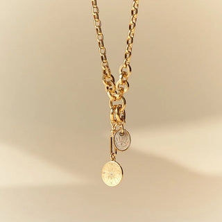 Voyager Charm Necklace- Gold & Mother of Pearl