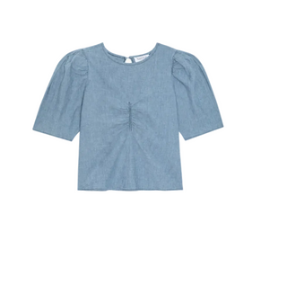 Cecily Baby Doll Top- Chambray