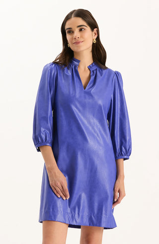 Sherri Vegan Leather Dress- Regal Blue