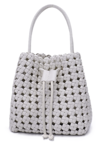 Perrie Bucket Mini Woven Square - Off White