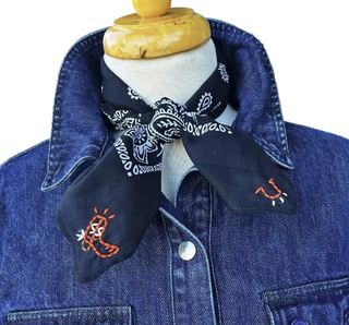 Embroidered Cowboy Bandana - Black