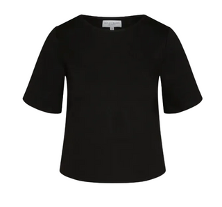 Ponte Knit Extended Short Sleeve Top - Black