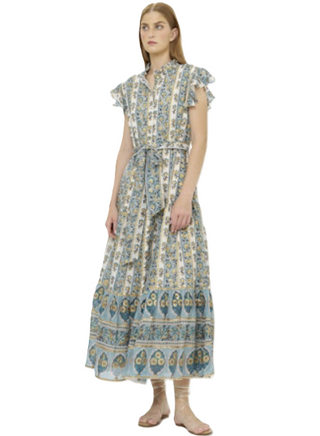 Ruffle Collar Button Maxi Dress