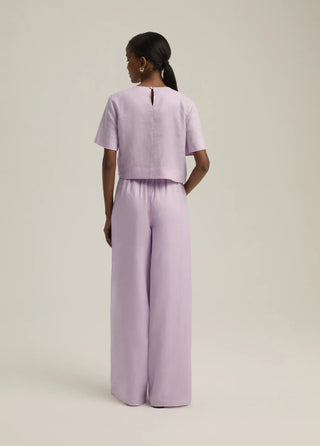 Wide Leg Linen Pant -Wisteria Musk