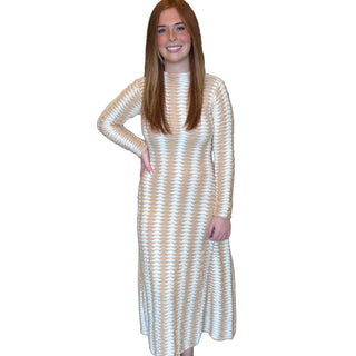 Dulce Dress- Camel & White
