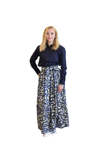 Lia Midi Skirt- Flower Blue