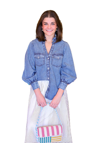 Puff Sleeve Denim Top
