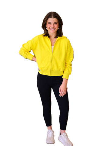 Zip Up Mock Neck Sweatshirt- Golden Yellow