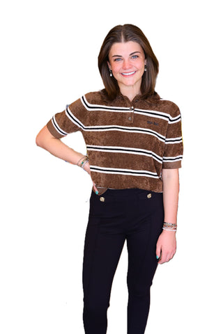 Brown White Pullover