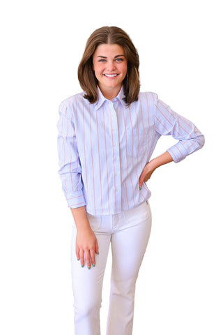 The LS Boxy Crop- Blue/Pink/Red Micro