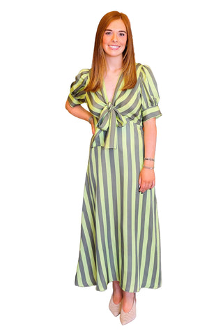 Iris Dress- Evergreen Stripe