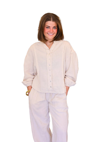 Gauze Buttonup Long-sleeve- Natural