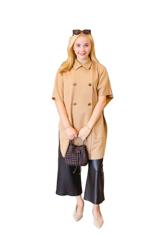 Leatherette Pull-On Culotte Pants