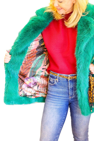 Faux Fur Green Coat