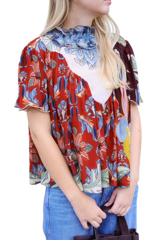 Lunar Boho Multicolor Short Sleeve Blouse