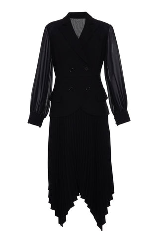 Atlas Pleated Dress- Black