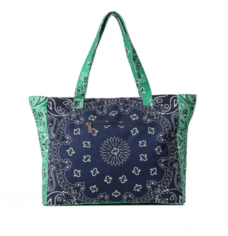 Bailey Tote - Navy/Green