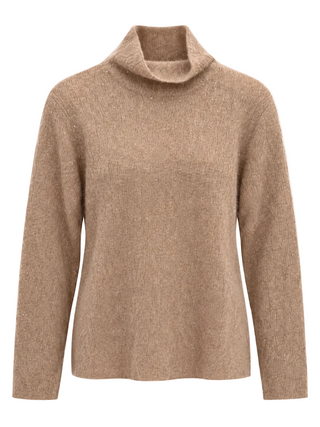 Extra Fine Cashmere Turtle Neck with Rhinestones - Camel