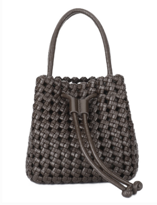 Perrie Bucket Mini Woven Square - Espresso